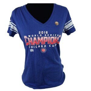 Chicago Cubs 2016 World Series T-Shirt Womens Size Medium Blue MLB Baseball
